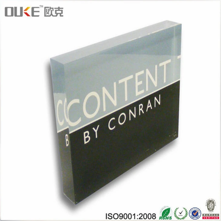 Amazon Hot Selling Clear Solid Logo Acrylic Display Blocks Stand With Print