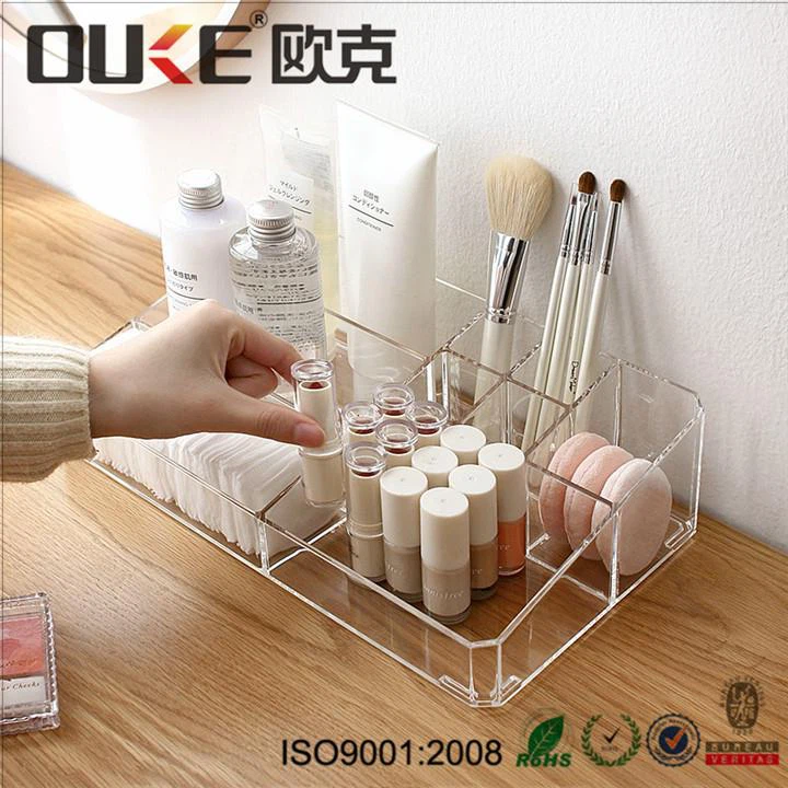 The makeup organizer can hold nail polish, compacts, eye shadows, blushes, perfume, lotion, hair accessories, and more.