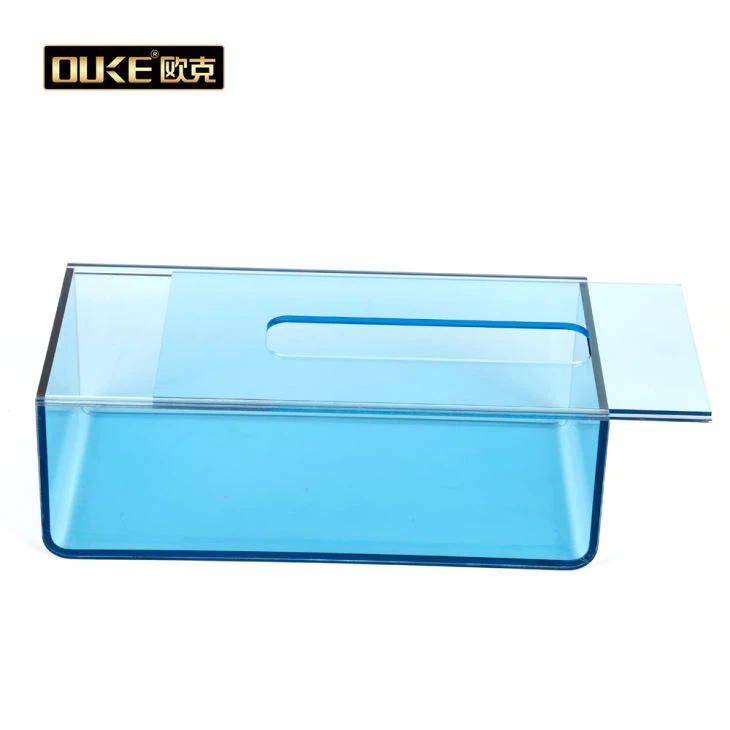 Clear Blue Acrylic Tissue Dispenser Box Cover