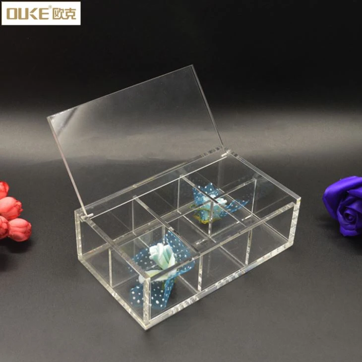 Custom Clear Six Compartments Acrylic Storage Box