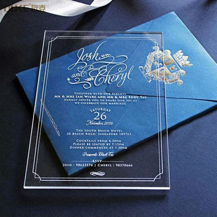 Custom Handmade Clear Acrylic Wedding Invitation