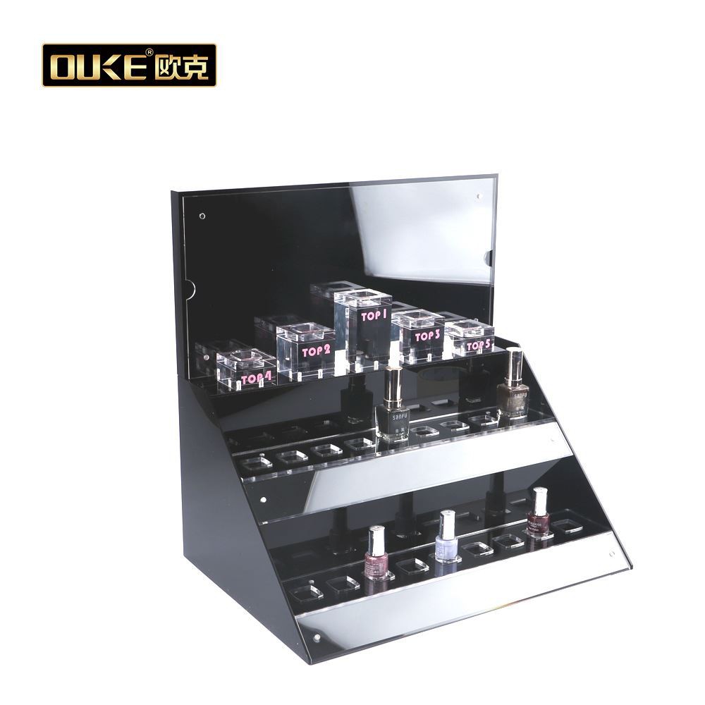 Acrylic Makeup Display Stand With Advertising Holder